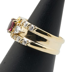 K18YG イエローゴールド ルビー0.67ct ダイヤ0.67ct リング 指輪 レディース 12号 【中古】
