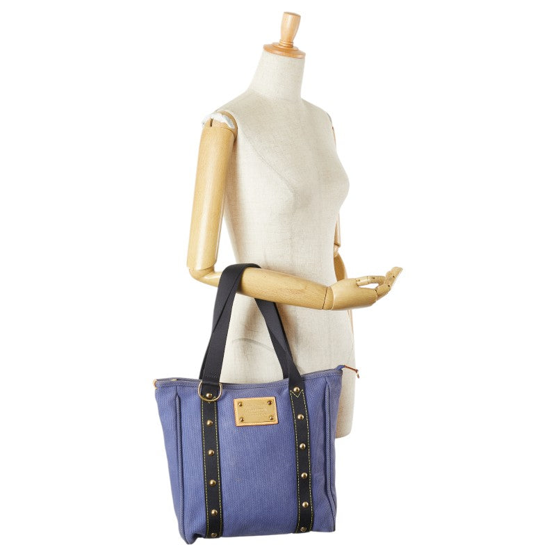 ルイ ヴィトン アンティグア カバMM トートバッグ M40087 ブルー キャンバス レディース LOUIS VUITTON 【中古】