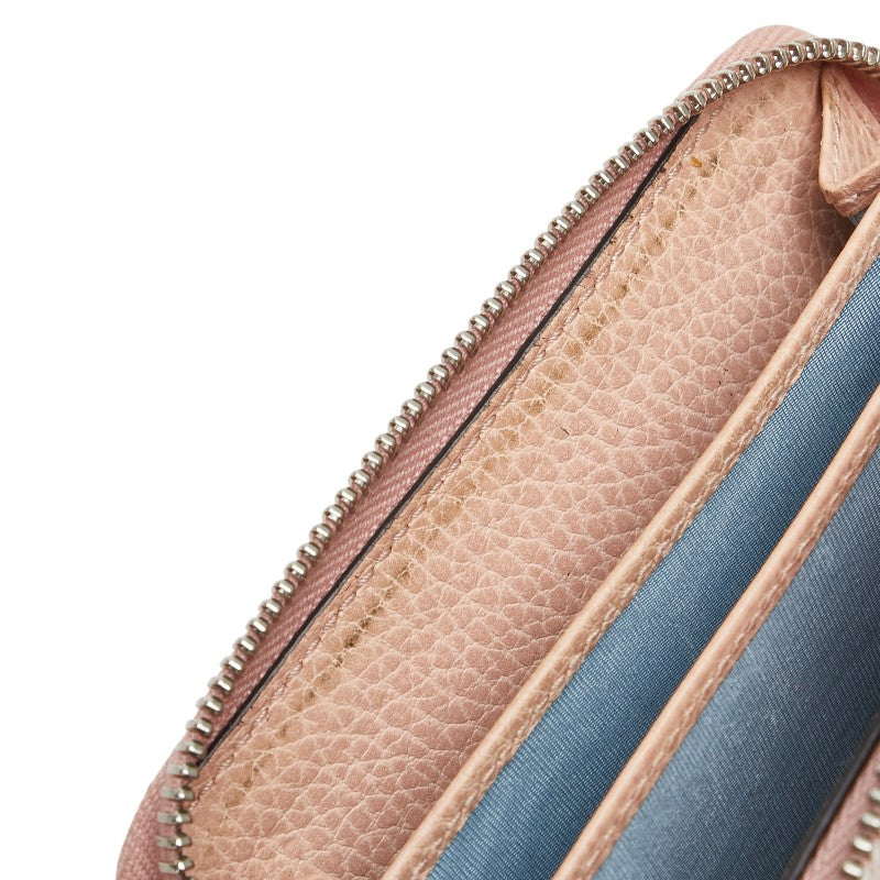 グッチ ダブルG ラウンドファスナー コインケース 644412 ピンク レザー レディース GUCCI 【中古】
