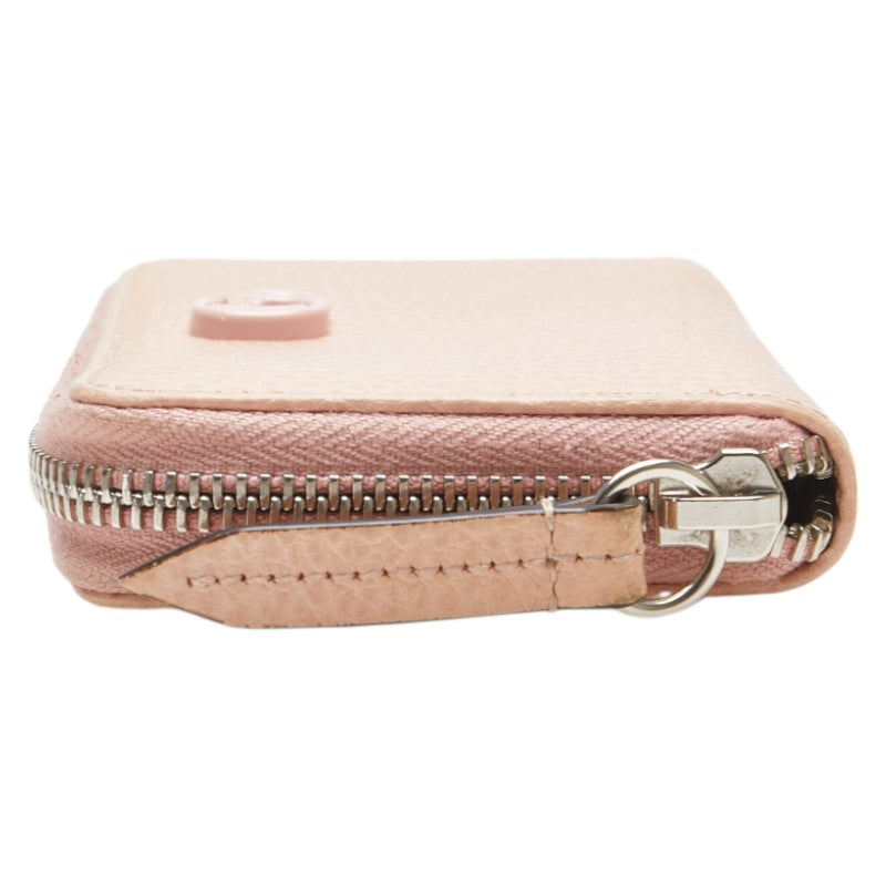 グッチ ダブルG ラウンドファスナー コインケース 644412 ピンク レザー レディース GUCCI 【中古】