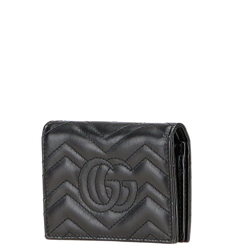 グッチ GGマーモント コンパクトウォレット 二つ折り財布 466492 ブラック レザー レディース GUCCI 【中古】