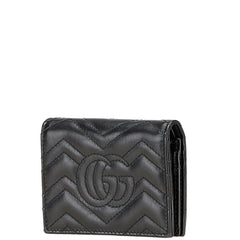 グッチ GGマーモント コンパクトウォレット 二つ折り財布 466492 ブラック レザー レディース GUCCI 【中古】