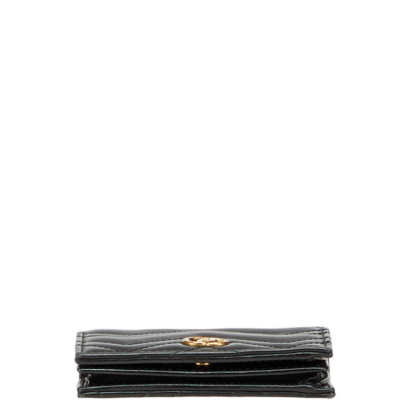グッチ GGマーモント コンパクトウォレット 二つ折り財布 466492 ブラック レザー レディース GUCCI 【中古】