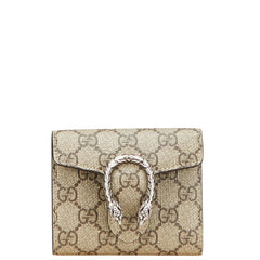グッチ GGスプリーム デュオニソス コンパクトウォレット 三つ折り財布 627073 ベージュ PVC レザー レディース GUCCI 【中古】