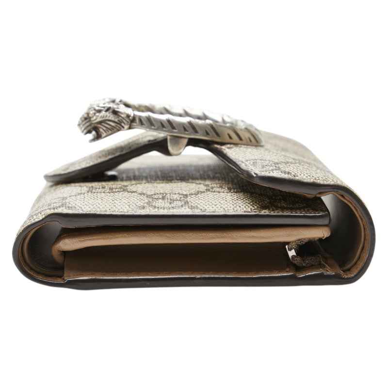 グッチ GGスプリーム デュオニソス コンパクトウォレット 三つ折り財布 627073 ベージュ PVC レザー レディース GUCCI 【中古】