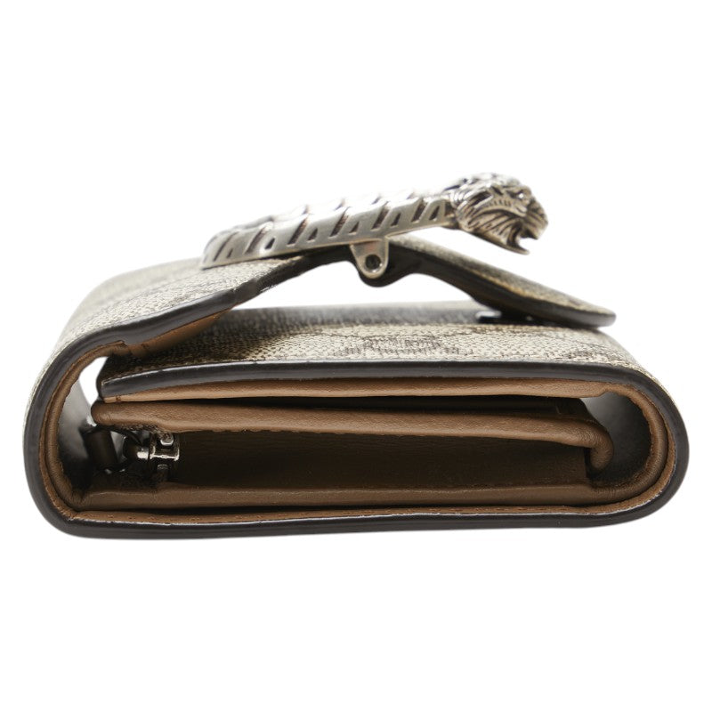 グッチ GGスプリーム デュオニソス コンパクトウォレット 三つ折り財布 627073 ベージュ PVC レザー レディース GUCCI 【中古】