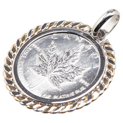 Pt1000 プラチナ Pt850 プラチナ K18YG イエローゴールド/コンビ エリザベスⅡ世 メイプルリーフ 5ドル コイン 硬貨 ペンダントトップ レディース 【中古】