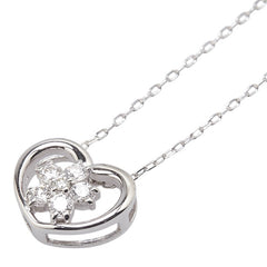 Pt900 プラチナ Pt850 プラチナ ダイヤ ハート フラワー モチーフ ネックレス レディース 【中古】