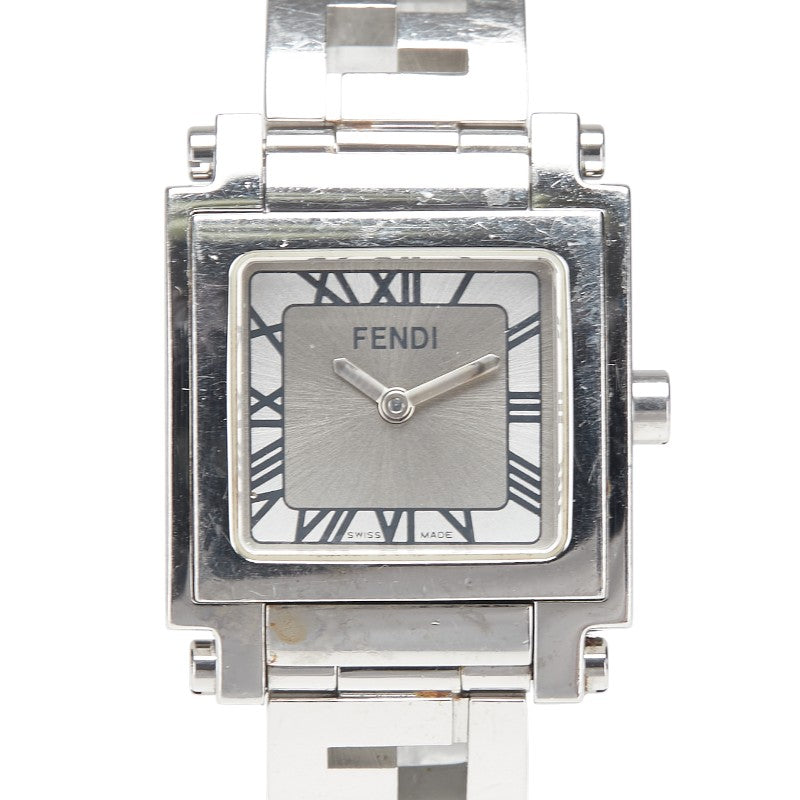 フェンディ オロロジ クアドロ 腕時計 6000L クオーツ シルバー文字盤 ステンレススチール レディース FENDI 【中古】