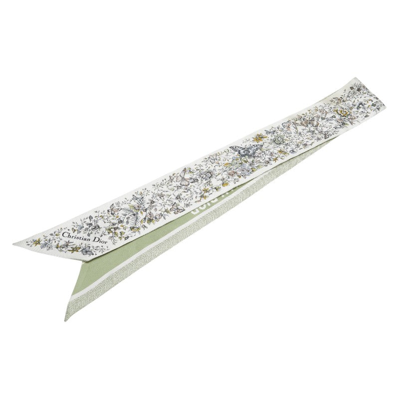 ディオール ミッツァ Butterfly Around The World スカーフ ホワイト グリーン マルチカラー シルク レディース Dior 【中古】