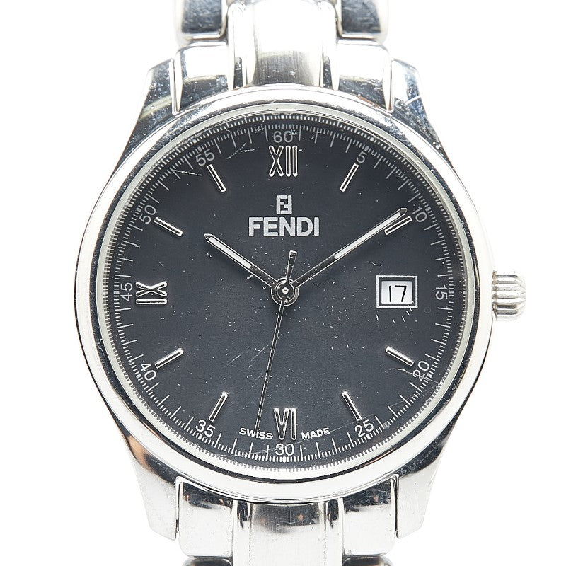 フェンディ オロロジ 腕時計 210G クオーツ ブラック文字盤 ステンレススチール メンズ FENDI 【中古】