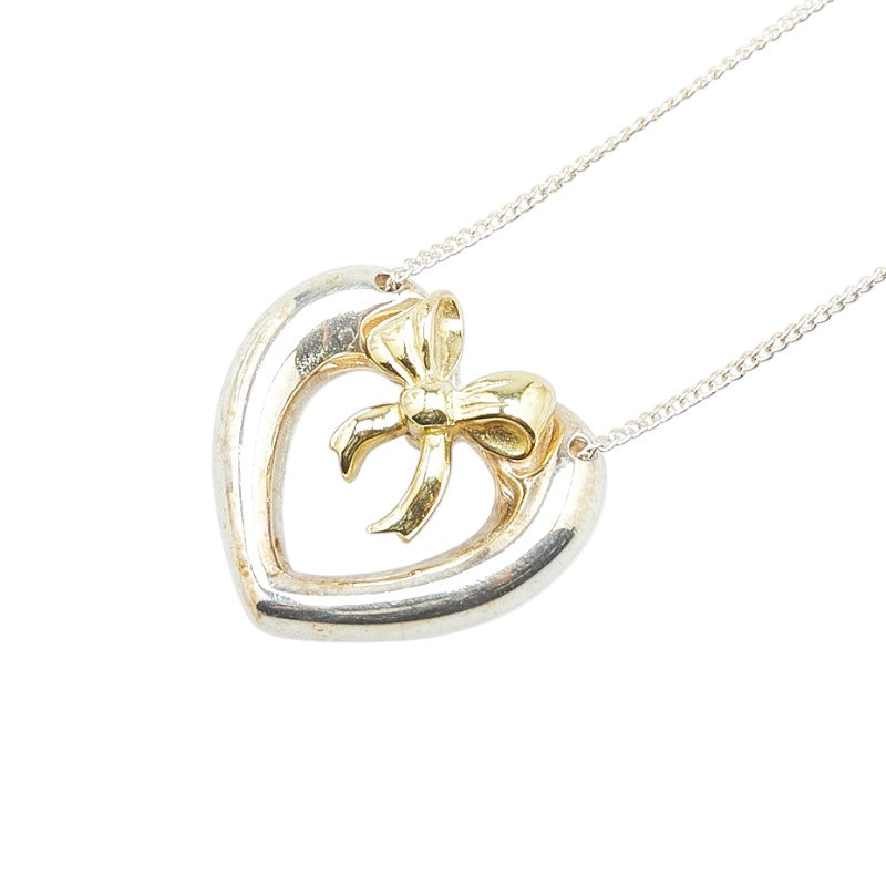 ティファニー ハート リボン ネックレス SV925 シルバー K18YG イエローゴールド レディース TIFFANY&Co. 【中古】
