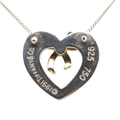 ティファニー ハート リボン ネックレス SV925 シルバー K18YG イエローゴールド レディース TIFFANY&Co. 【中古】