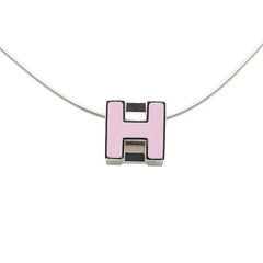 エルメス カージュ ド アッシュ Hキューブ ネックレス シルバー ピンク メタル レディース HERMES 【中古】