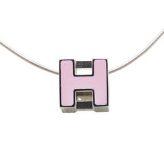 エルメス カージュ ド アッシュ Hキューブ ネックレス シルバー ピンク メタル レディース HERMES 【中古】