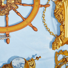 エルメス カレ90 BATEAU A VAPEUR DE JOUFFROY DABBANS 1784 蒸気船 スカーフ ブルー ブラウン マルチカラー シルク レディース HERMES 【中古】