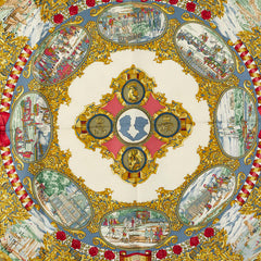 エルメス カレ90 LENTENTE CORDIALE 仏英同盟 スカーフ レッド ベージュ マルチカラー シルク レディース HERMES 【中古】