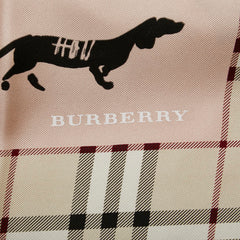 バーバリー ノバチェック 犬 散歩 モチーフ スカーフ ベージュ ピンクベージュ シルク レディース BURBERRY 【中古】