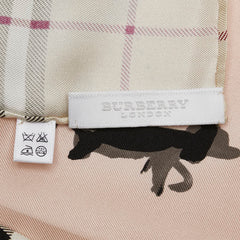 バーバリー ノバチェック 犬 散歩 モチーフ スカーフ ベージュ ピンクベージュ シルク レディース BURBERRY 【中古】