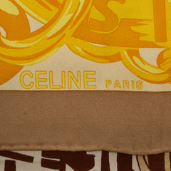 セリーヌ スカーフ ベージュ ゴールド マルチカラー シルク レディース CELINE 【中古】