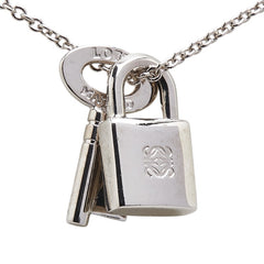 ロエベ アナグラム パドロック キー モチーフ チェーン ペンダントネックレス シルバー メタル レディース LOEWE 【中古】