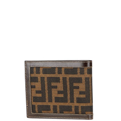 フェンディ ズッカ 二つ折り財布 2270-30110-089 ブラウン キャンバス レザー レディース FENDI 【中古】