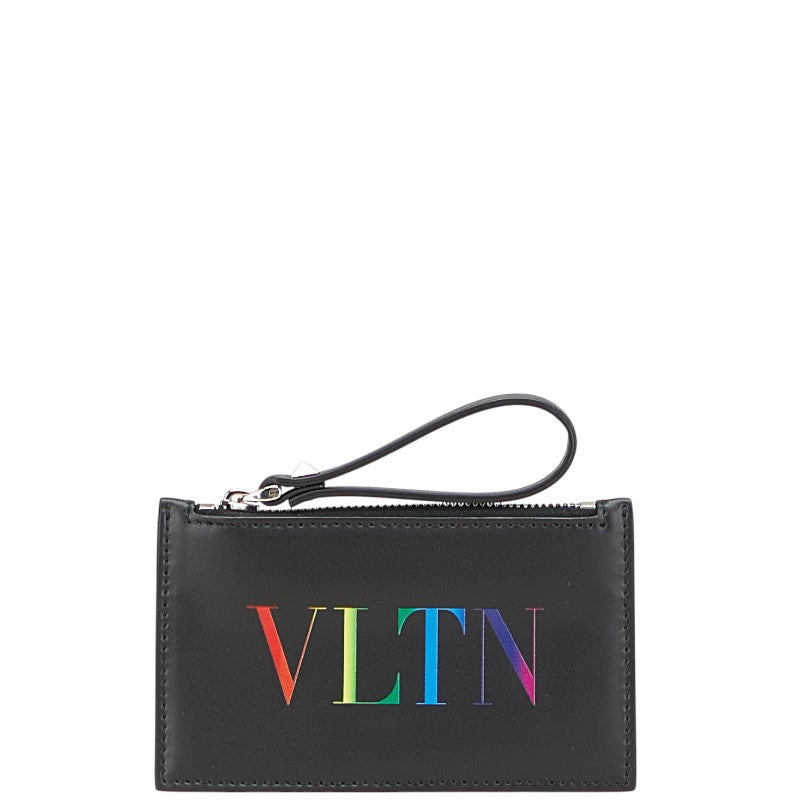 ヴァレンティノ VLTロゴプリント コインケース フラグメントケース ブラック マルチカラー レザー レディース VALENTINO 【中古】
