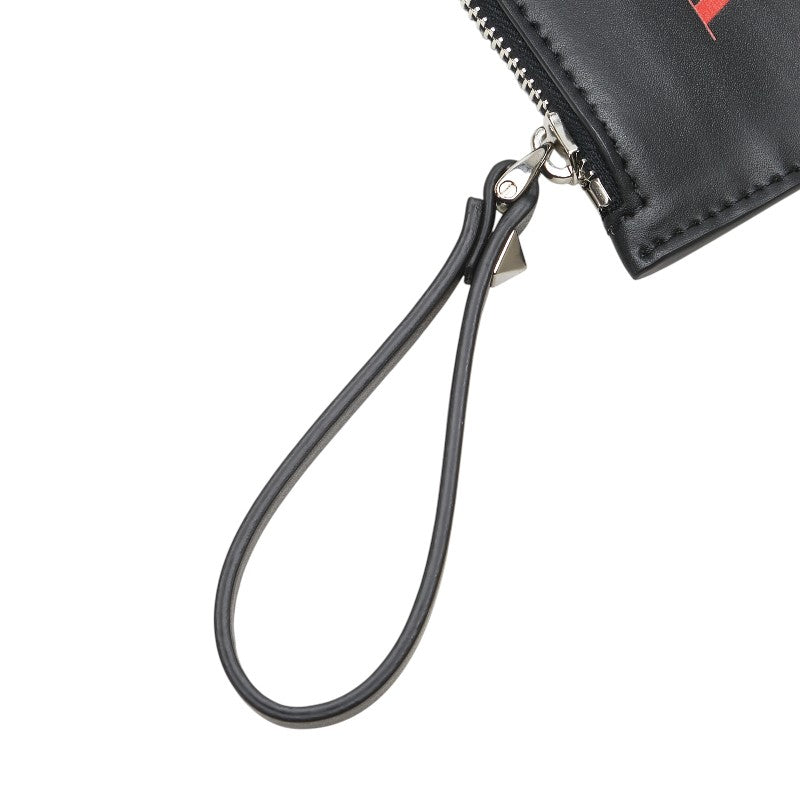 ヴァレンティノ VLTロゴプリント コインケース フラグメントケース ブラック マルチカラー レザー レディース VALENTINO 【中古】