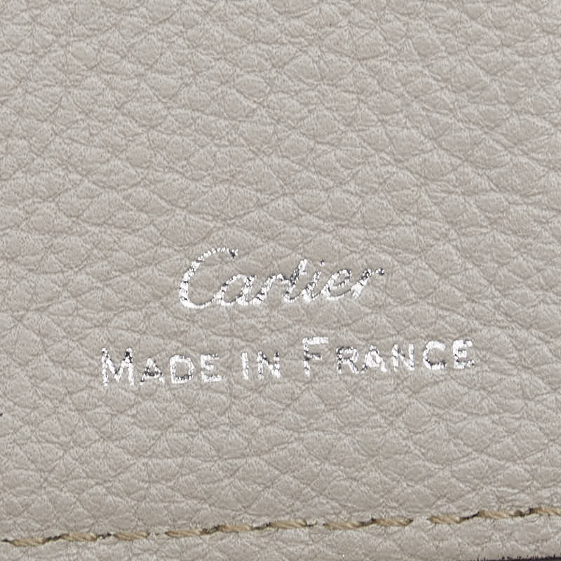 カルティエ Cドゥカルティエ 三つ折り財布 グレージュ レザー レディース CARTIER 【中古】