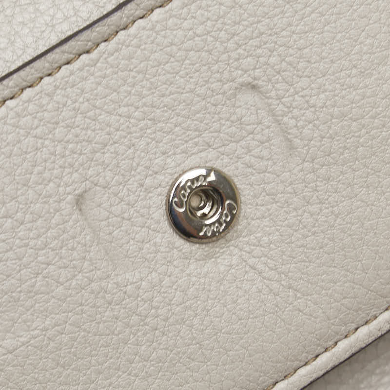 カルティエ Cドゥカルティエ 三つ折り財布 グレージュ レザー レディース CARTIER 【中古】
