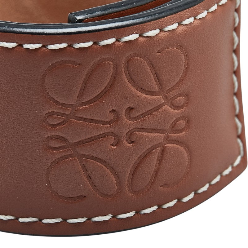 ロエベ アナグラム スモール スラップ ブレスレット タン ブラウン レザー レディース LOEWE 【中古】