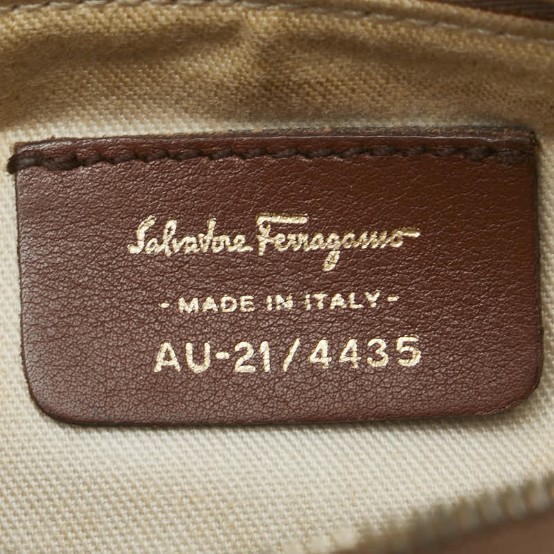 サルヴァトーレフェラガモ ガンチーニ ハンドバッグ ブラウン レザー レディース Salvatore Ferragamo 【中古】