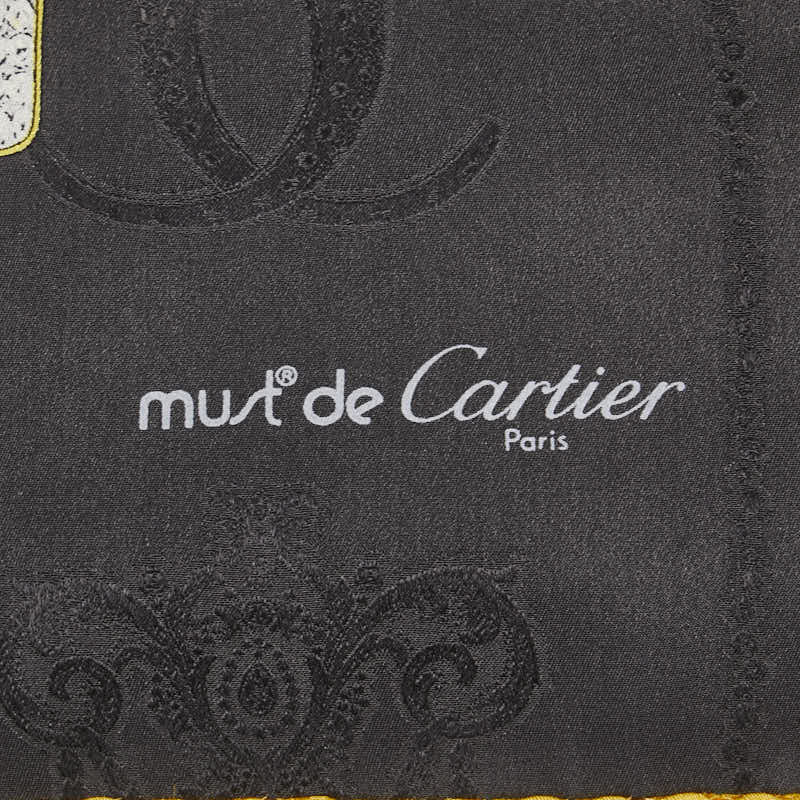 カルティエ パンテール ベルト モチーフ スカーフ グレー マルチカラー シルク レディース CARTIER 【中古】