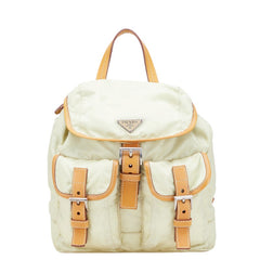 プラダ 三角ロゴプレート リュック バックパック ミントグリーン ブラウン ナイロン レディース PRADA 【中古】