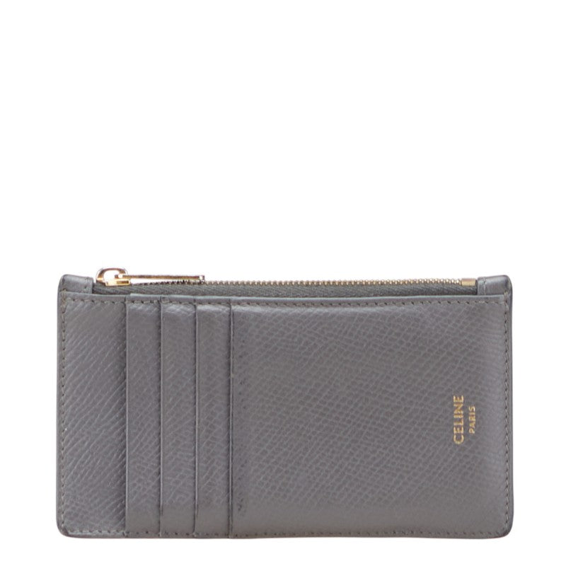 セリーヌ コインケース フラグメントケース グレー レザー レディース CELINE 【中古】