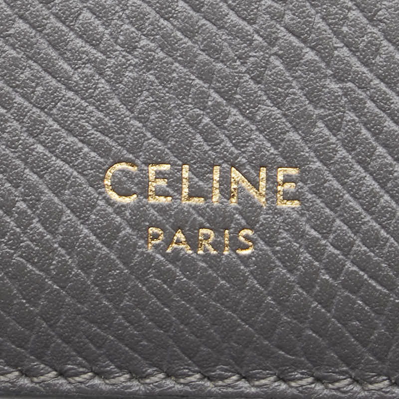 セリーヌ コインケース フラグメントケース グレー レザー レディース CELINE 【中古】