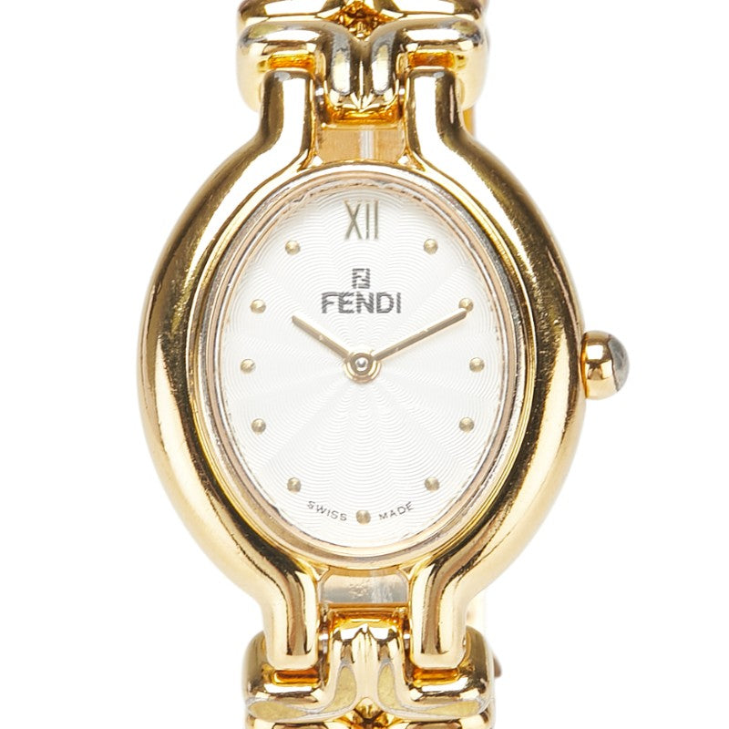 フェンディ カメレオン チェンジベルト4色 腕時計 640L クオーツ ホワイト文字盤 ステンレススチール レザー レディース FENDI 【中古】