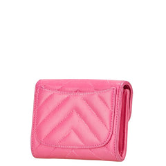 シャネル ココマーク Vステッチ コインケース カードケース ピンク ラムスキン レディース CHANEL 【中古】