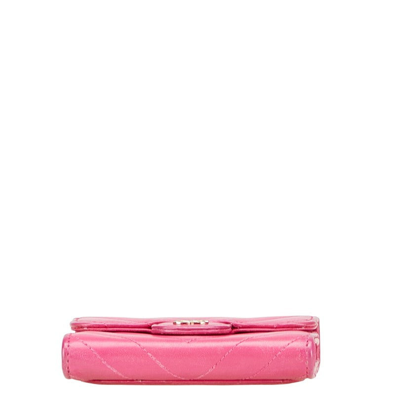 シャネル ココマーク Vステッチ コインケース カードケース ピンク ラムスキン レディース CHANEL 【中古】
