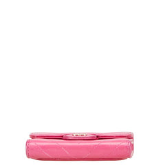 シャネル ココマーク Vステッチ コインケース カードケース ピンク ラムスキン レディース CHANEL 【中古】