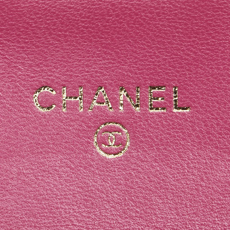 シャネル ココマーク Vステッチ コインケース カードケース ピンク ラムスキン レディース CHANEL 【中古】