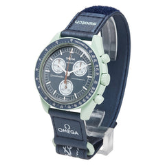 オメガ ×スウォッチ ムーンスウォッチ MISSION ON EARTH 腕時計 S033G100 クオーツ ネイビー文字盤 セラミック ナイロン メンズ OMEGA 【中古】