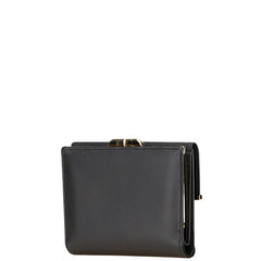 ヴァレンティノ Vロゴ がま口 二つ折り財布 ブラック レザー レディース VALENTINO 【中古】