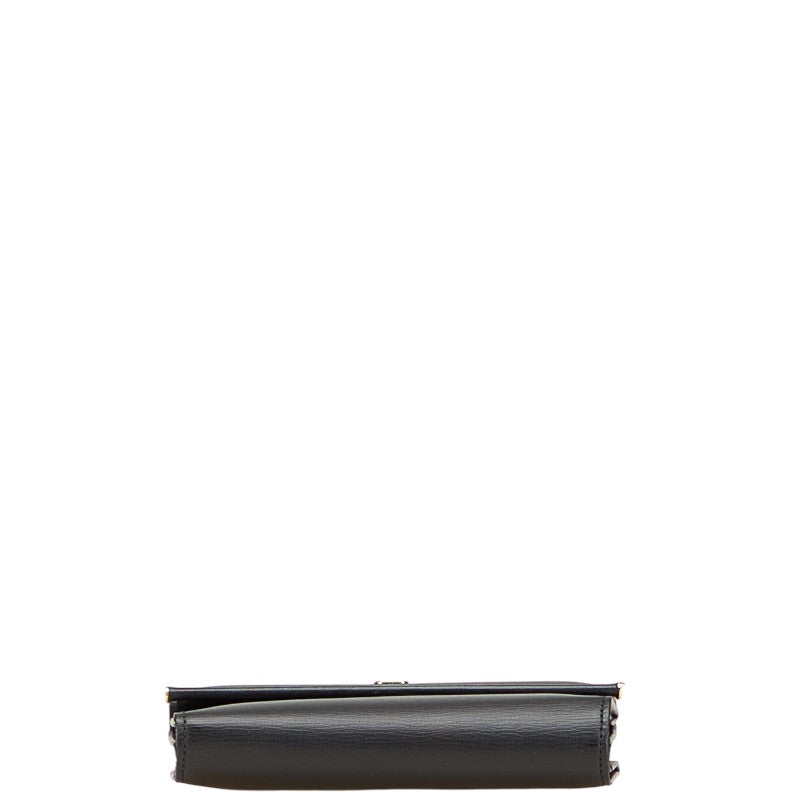 ヴァレンティノ Vロゴ がま口 二つ折り財布 ブラック レザー レディース VALENTINO 【中古】