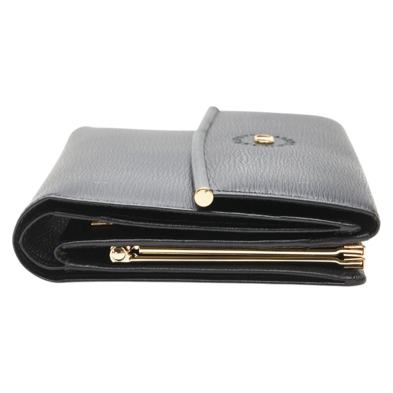 ヴァレンティノ Vロゴ がま口 二つ折り財布 ブラック レザー レディース VALENTINO 【中古】