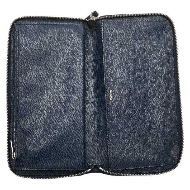 ヴァレクストラ 長財布 ラウンドファスナー ネイビー レザー メンズ Valextra 【中古】