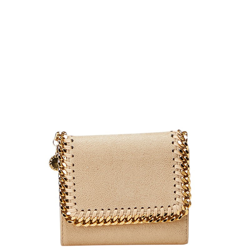ステラマッカートニー ファラベラ 三つ折り財布 ベージュ ゴールド スウェード レザー レディース Stella McCartney 【中古】