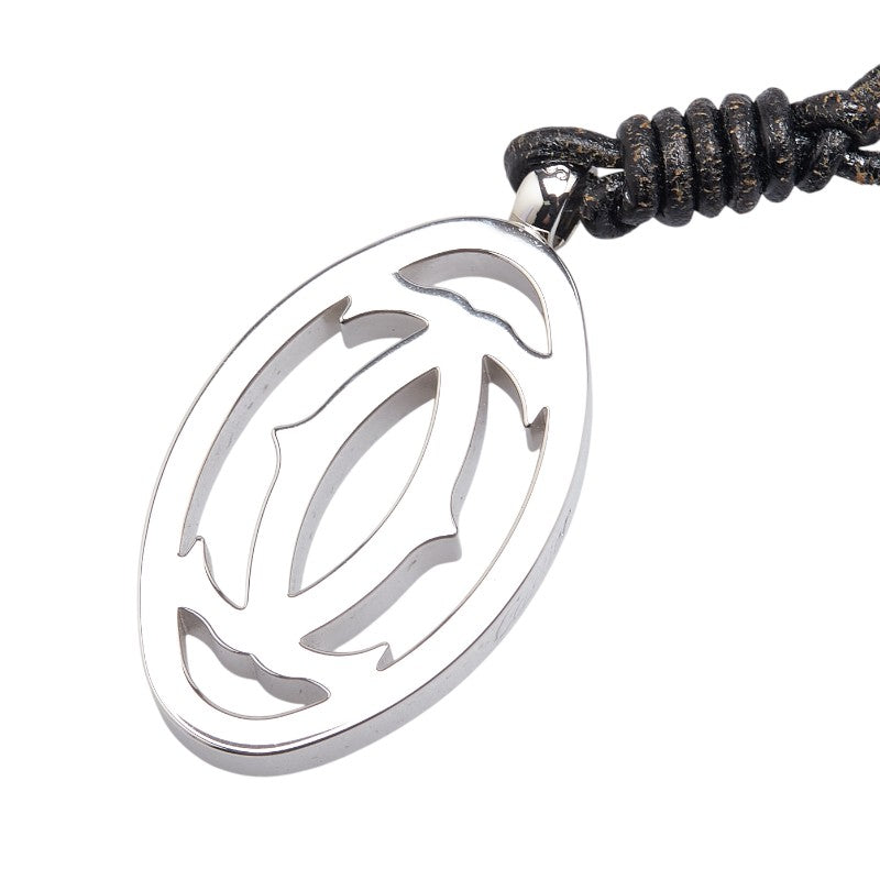 カルティエ 2C ペンダントネックレス シルバー メタル レザー レディース CARTIER 【中古】