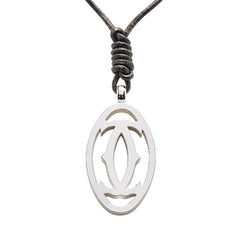 カルティエ 2C ペンダントネックレス シルバー メタル レザー レディース CARTIER 【中古】