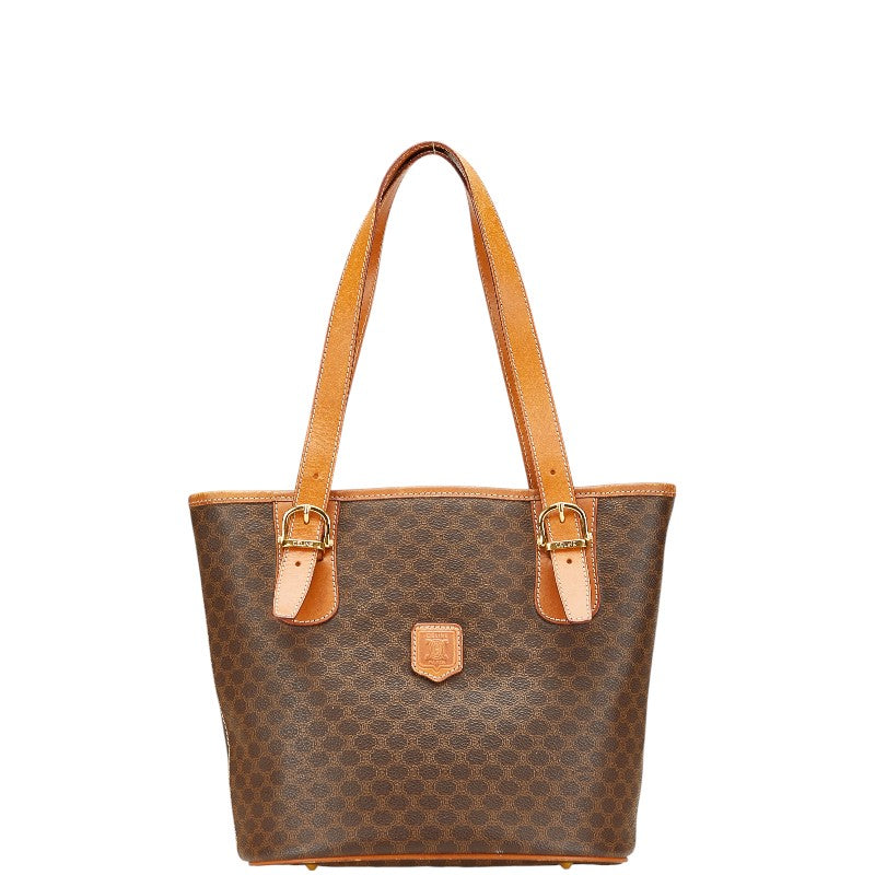 セリーヌ マカダム トートバッグ ハンドバッグ ブラウン PVC レザー レディース CELINE 【中古】